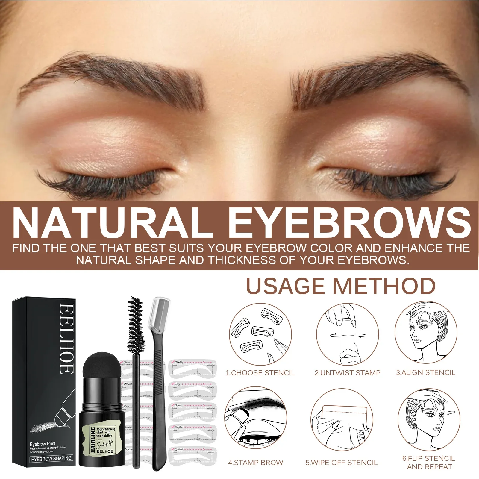 

Sdottor New New Professional Eye Brow One Step Eyebrow Stamp Shaping Kit Set Gel Stanp Makeup Tattoo Magic With Stencils Brushe