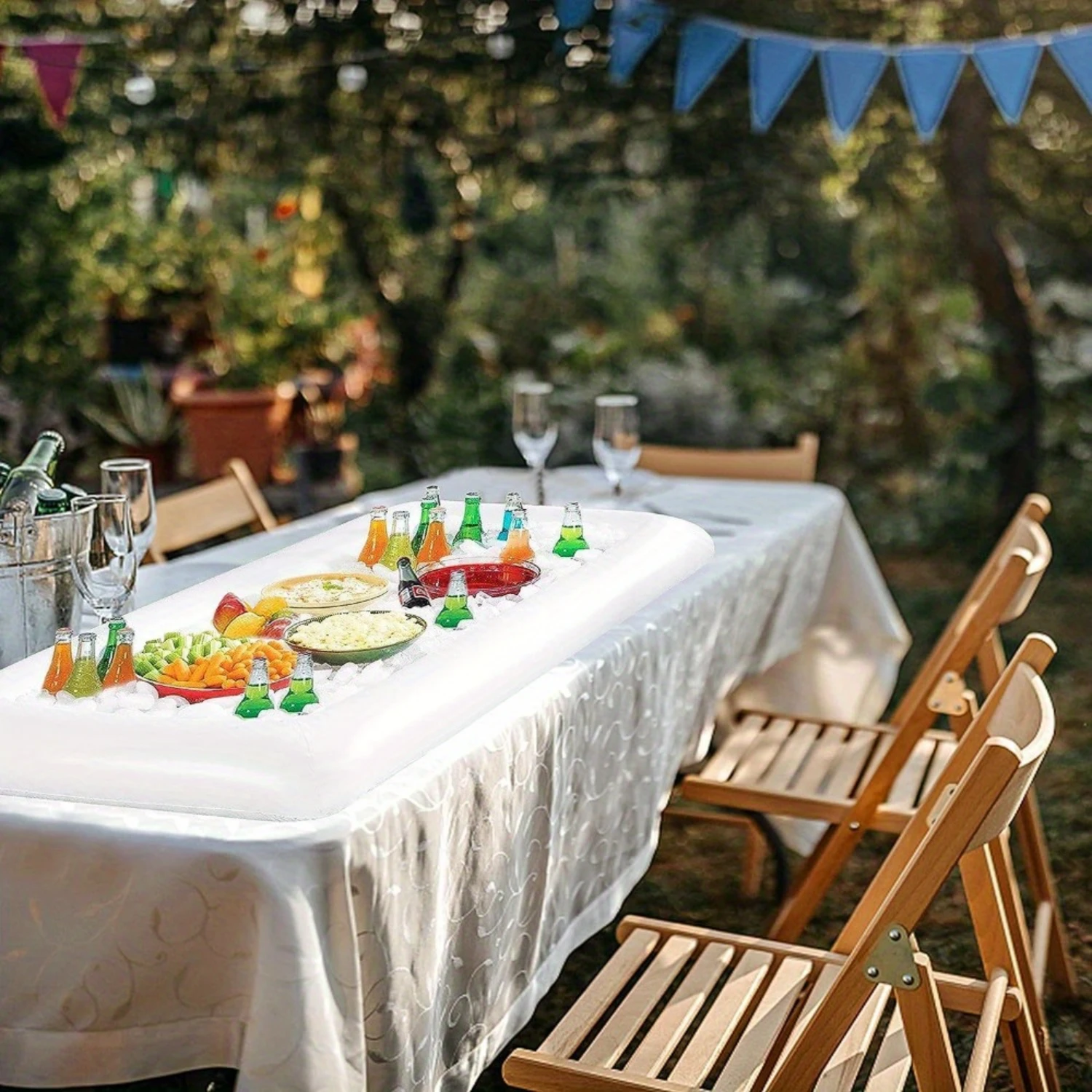 and Salad Serving with Drain Plug-PVC Floating Ice Tray for Parties, Picnics & Camping-Pool Float Cooler for Adults 14+