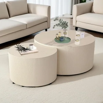 Modern Round Nesting Coffee Table Set of 2 1