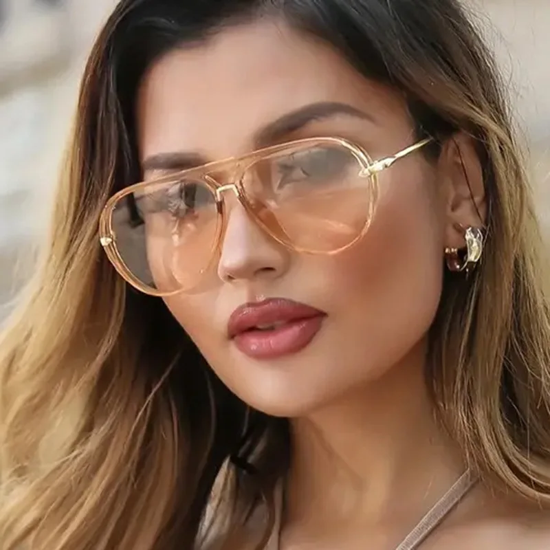 Vintage Übergroße Piloten-Metallsonnenbrille für Damen 2025 Markendesigner-Brille Modische Hochwertige Sonnenbrille UV400 Lentes De Sol – Detail 3