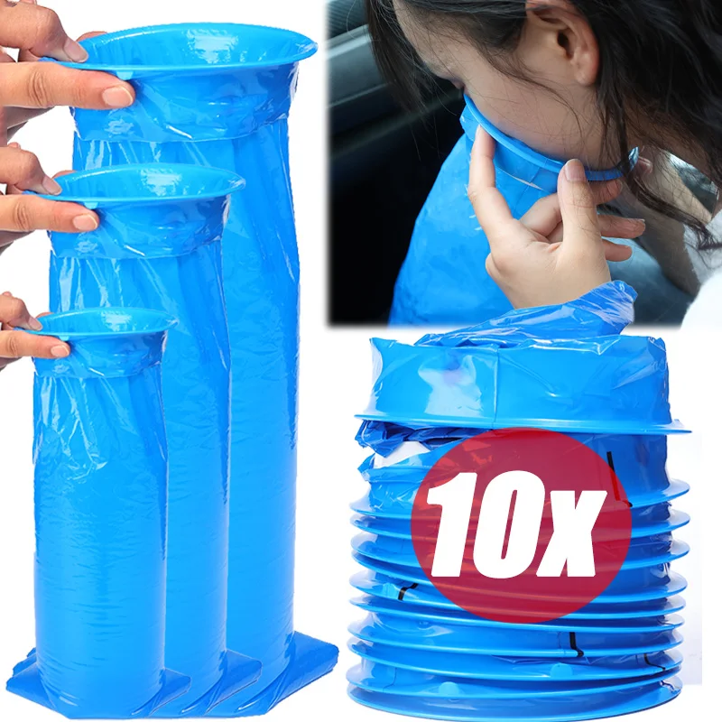 Disposable vomit bag Portable Disposable Travel Car Airplane Motion Sickness Nausea Vomit Cleaning Bag Blue Clean Eco-Friendly Plastic Bag Cars Part