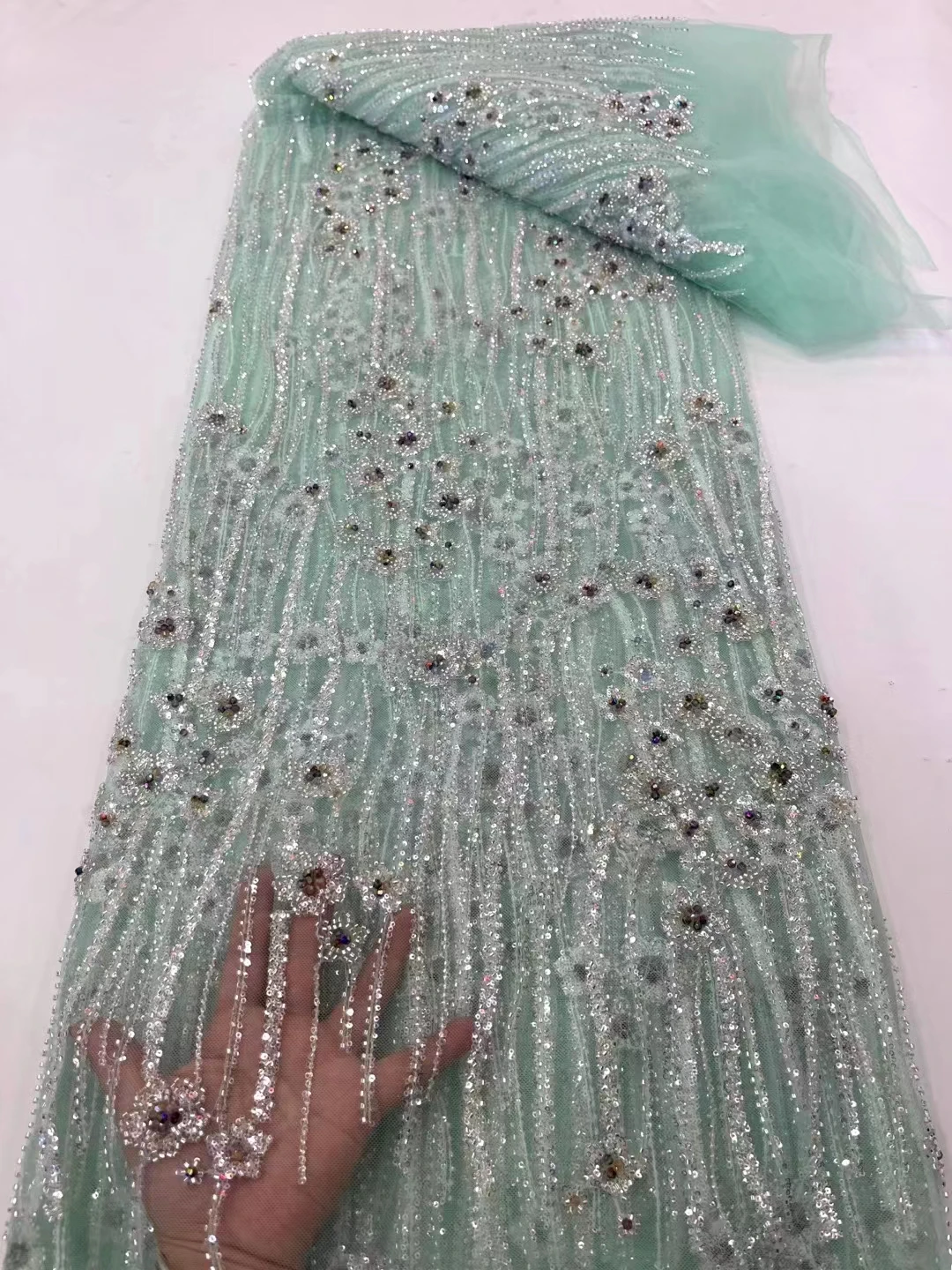 

Heavy work three-dimensional bead tube diamond-shaped beads sequins lace, Europe and the United States fashion evening dresses