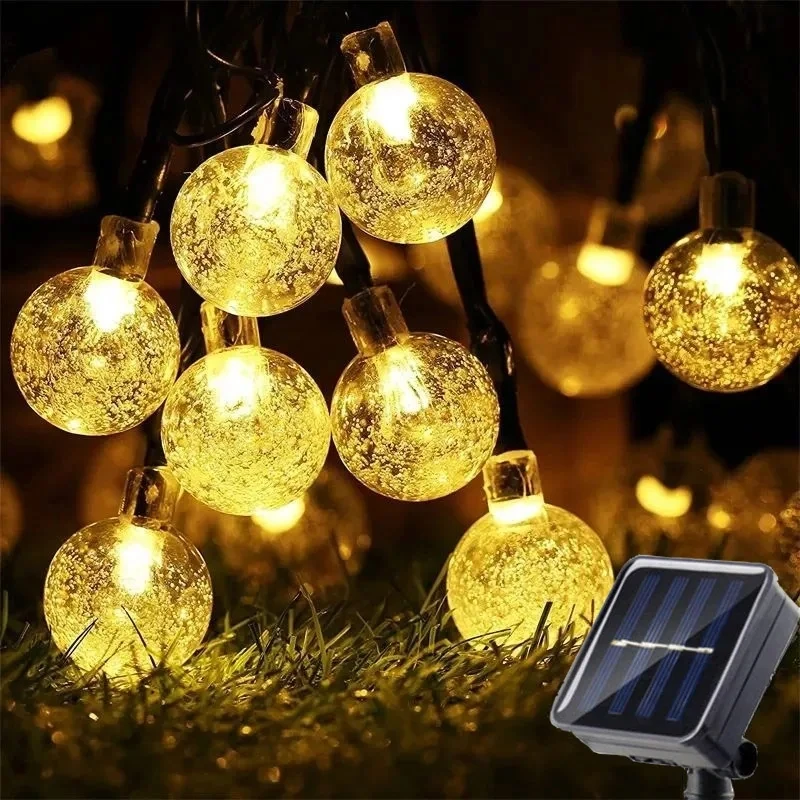 

Solar String Lights Outdoor 50 Led Crystal Globe Lights with 8 Modes Waterproof Solar Powered Patio Light for Garden Party Decor