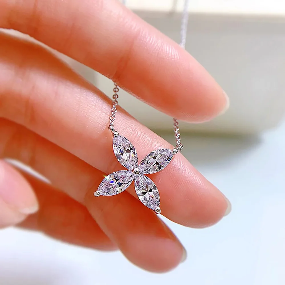 IGOTOS Butterfly Moissanite Diamond Pendant Necklace Stud Earrings 925 Sterling Silver Jewelry Sets for Women with Certificates