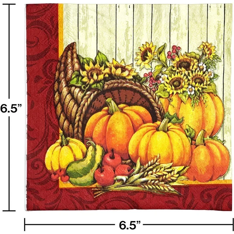 Summer Halloween Pumpkins Autumn and Winter Coloured Napkins Unscented Virgin Wood Pulp Printed Tissue Paper Party