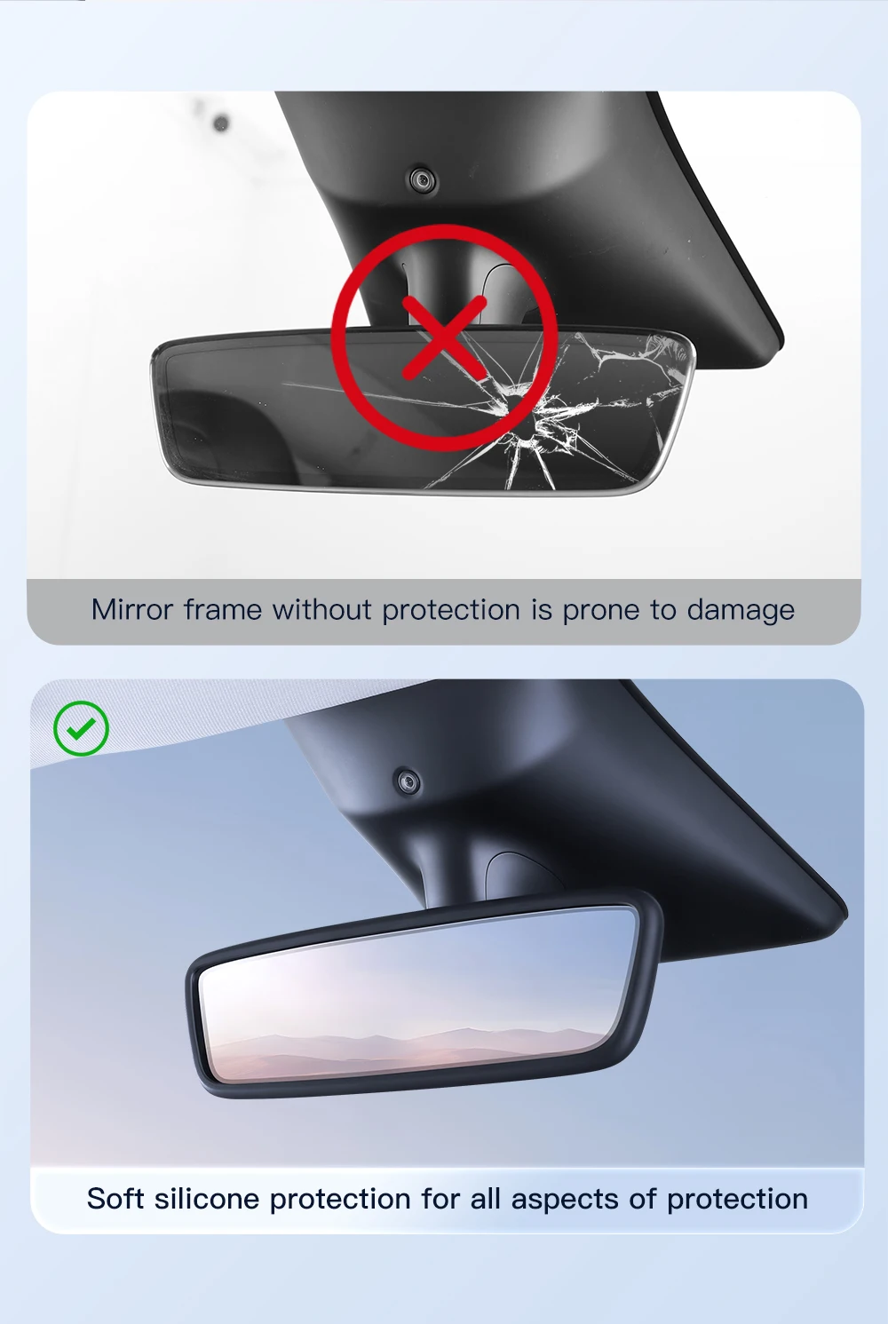 Rearview Mirror Protector Frame for Tesla Model 3 Y S X Highland Juniper 2019-20