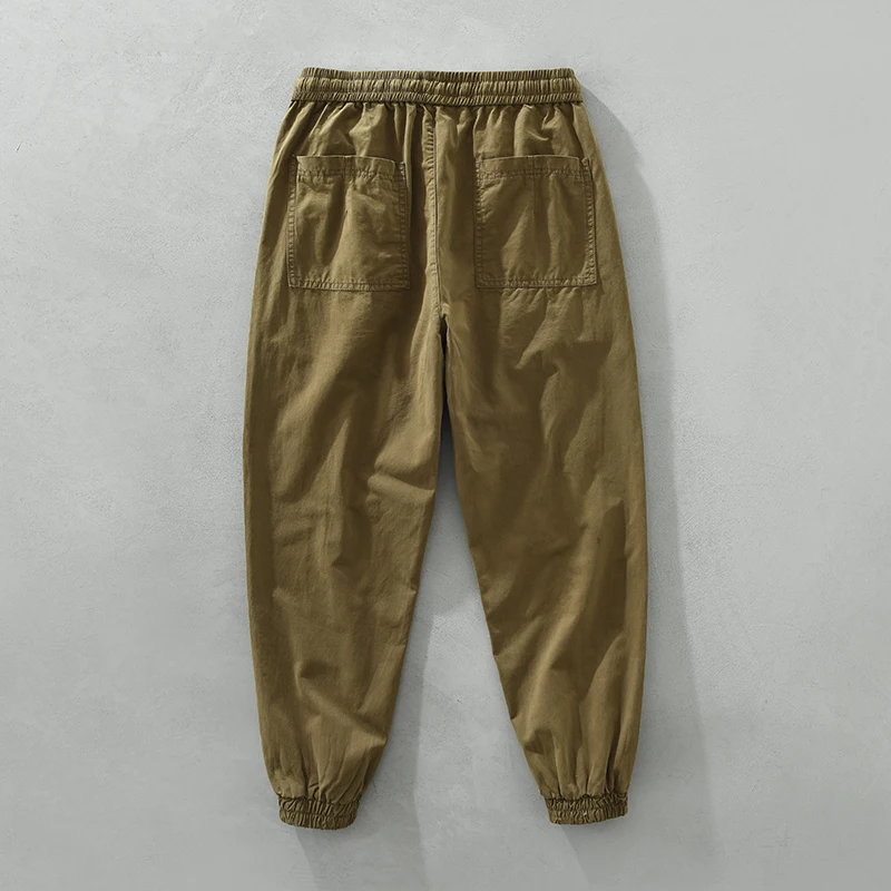 

2023 Spring Cargo Pencil Pants Men Vintage Loose Tapered 100% Cotton Garment Washed Trousers Plus Size Brand Clothing