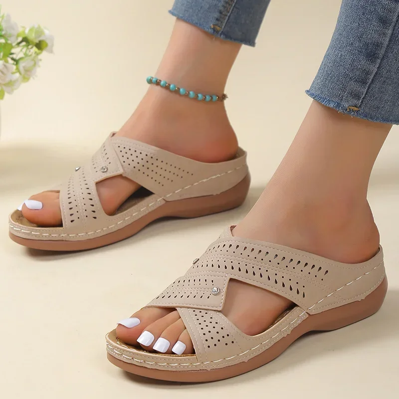 

Sandals Women Summer Shoes Women Elegant Low Heels Sandals Summer Slippers Zapatos Mujer Wedge Heeled Sandals Female 2024