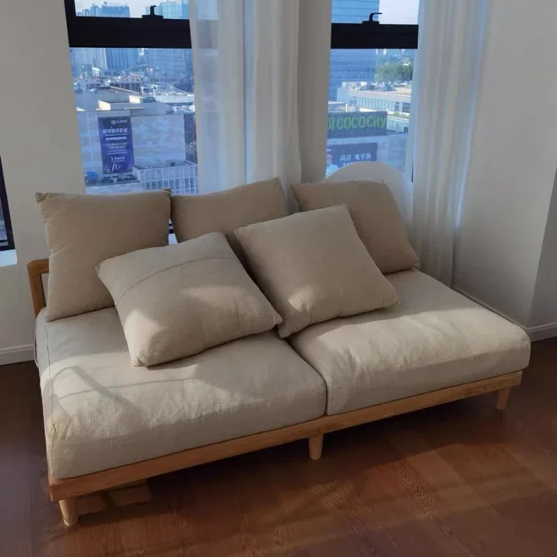 

Матерчатый диван без подлокотника, бежевый съемный моющийся латексный диван для гостиной B & B