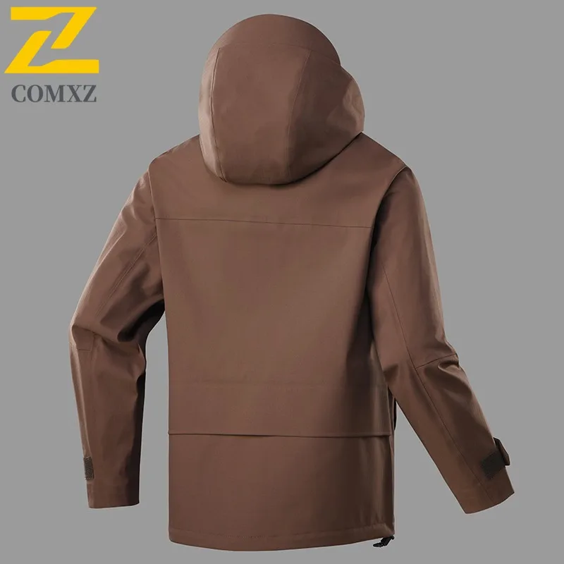 COMXZ Men's Trench Coat Detachable 3-in-1 Minimalist Outdoor Camping Work Chaqueta Hiking Breathable Wear Resistant Outerwear