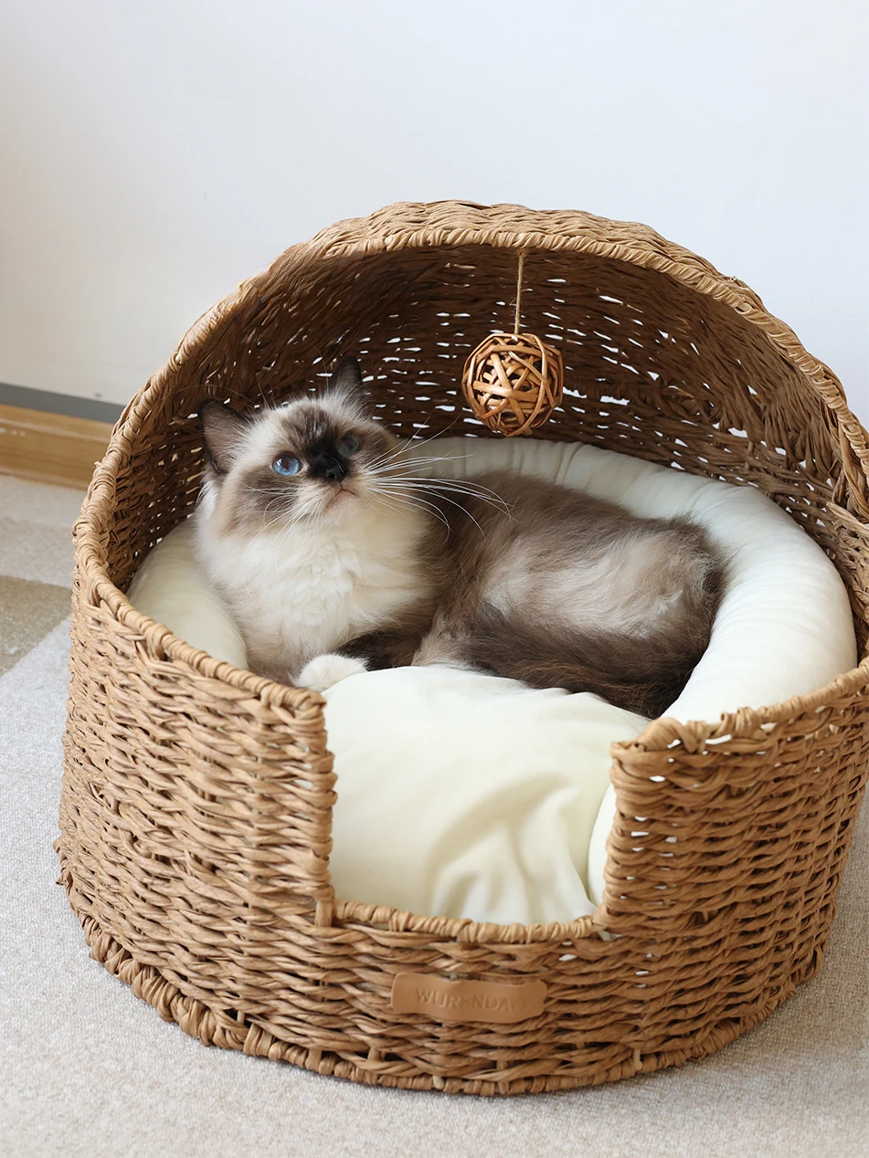 

Uninhabited island pet rattan cat's nest cradle cat's nest dog's nest bed woven basket four seasons universal nes