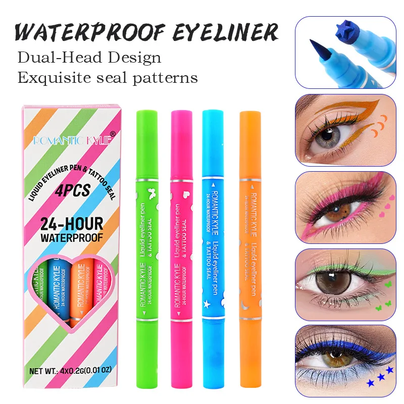 Liquid Eyeliner Colorful Double-Head Stamp Eyeliner Set Waterproof Eyeliner Pen Long-Lasting Fast Dry Eye Liner Pencil Eye Makeup Cosmetics