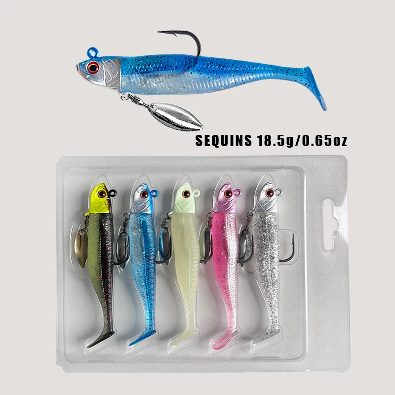 LUHANGT 5-teiliges Set Weiche Angelköder, Weicher Schwimmköder für Barsch-Angeln, Premium-Angelköder für Süß- und Salzwasser, Pesca – Detail 9