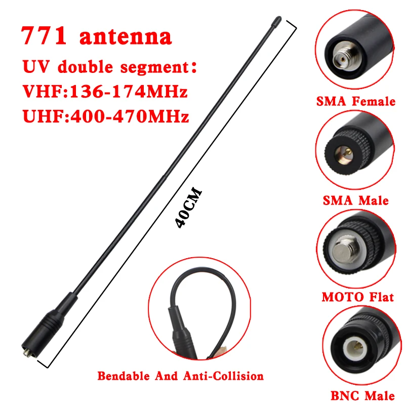771 Antenne De Gain D'Antenne Vhf/Uhf Sma Femelle/Mâle Pour Baofeng Uv-82 Uv-5R Walperfore-Talkie Quansheng Uv-K5 Uv-K6 Radioamateur