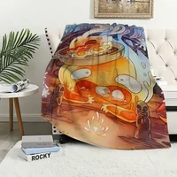 Anime Calcifer H-Howls M-Moving C-Castle Blanket Plush Nap Sofa rug for Room Warm Office Bedroom Birthday Home Travel Kid Gifts 1