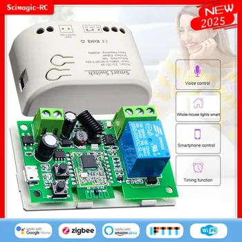 Smart Garage Door Opener Zigbee Inching Self-locking Switch Relay 433 Remote Control Receiver Voice Controller Alexa Tuya APP 1