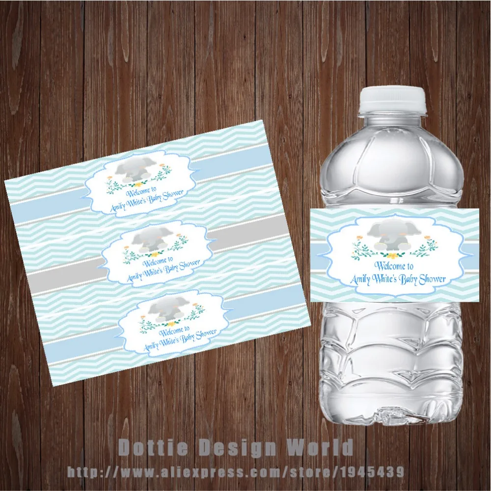 Boy Baby Shower or Birthday Party Water Bottle Sticker Labels Set of 20 Blue Elephant Boy Baby Shower or Birthday Party Water Bottle Sticker Labels Set of 20 Blue Elephant