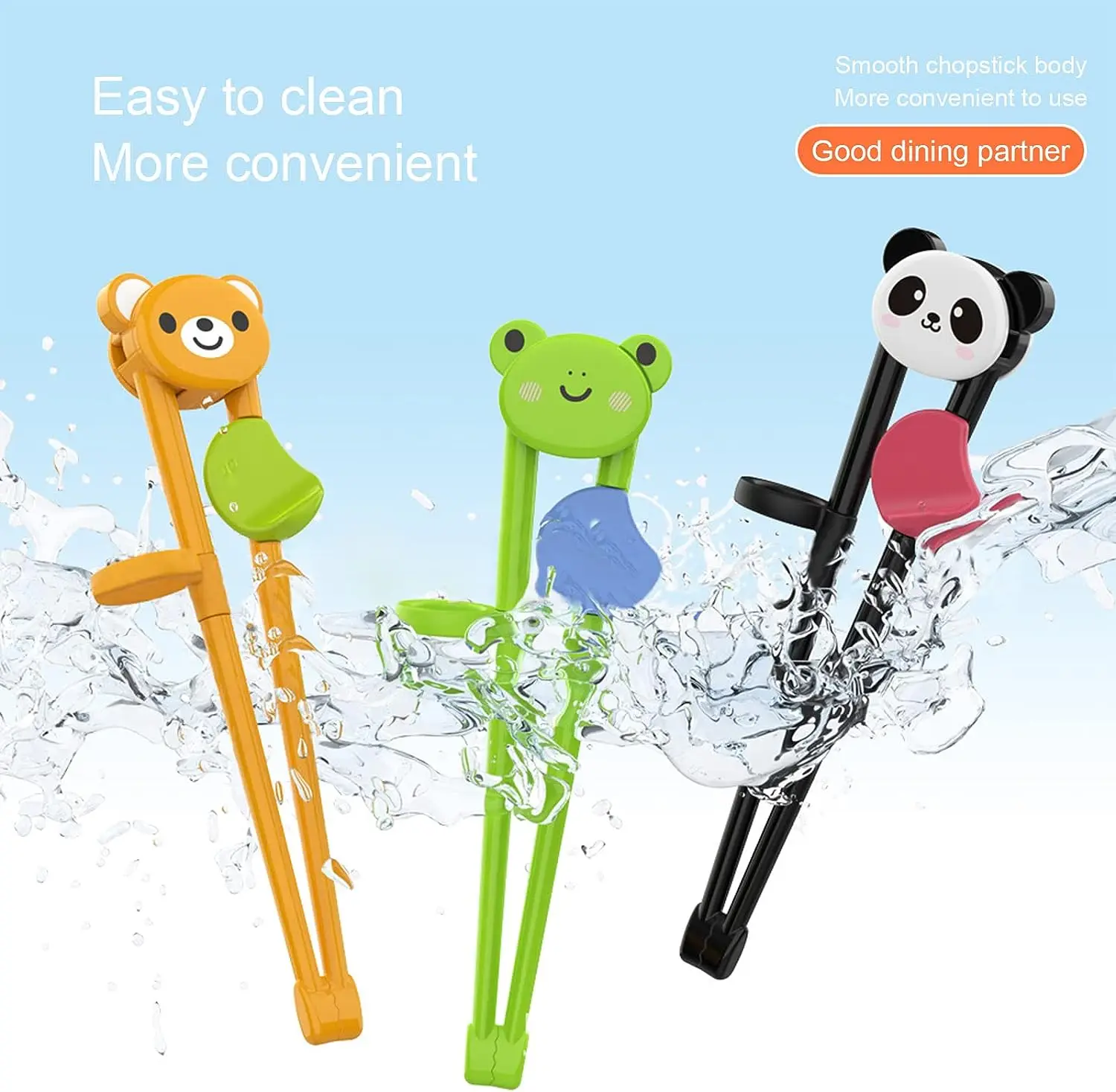 New Children Chopsticks Cartoon Animals Bear Panda Frog Elementary Learning Chopstick Baby Safety Training Food Sticks Tableware