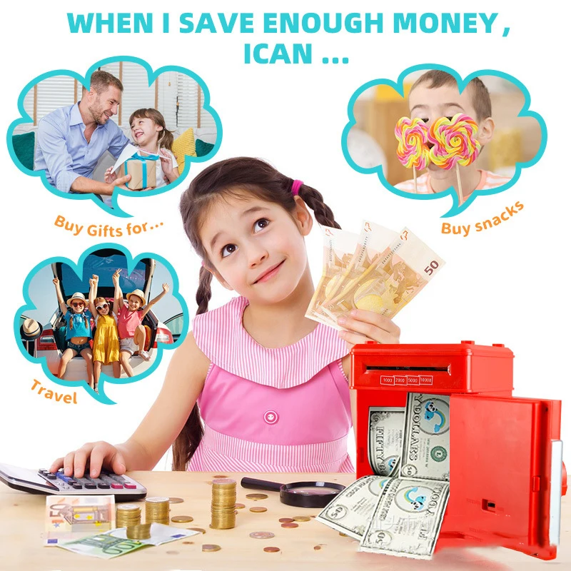 Electronic Children's Piggy Bank Password Safe Key Money Box Kid Digital Coins Cash Saving Deposit Household Atm Machine Gifts