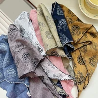 Soft Cotton Linen Triangle Scarf Cashew Print Floral Neck Head Scarves Decorative Scarves Long Bandanas Shawl Solid Color Scarf 3
