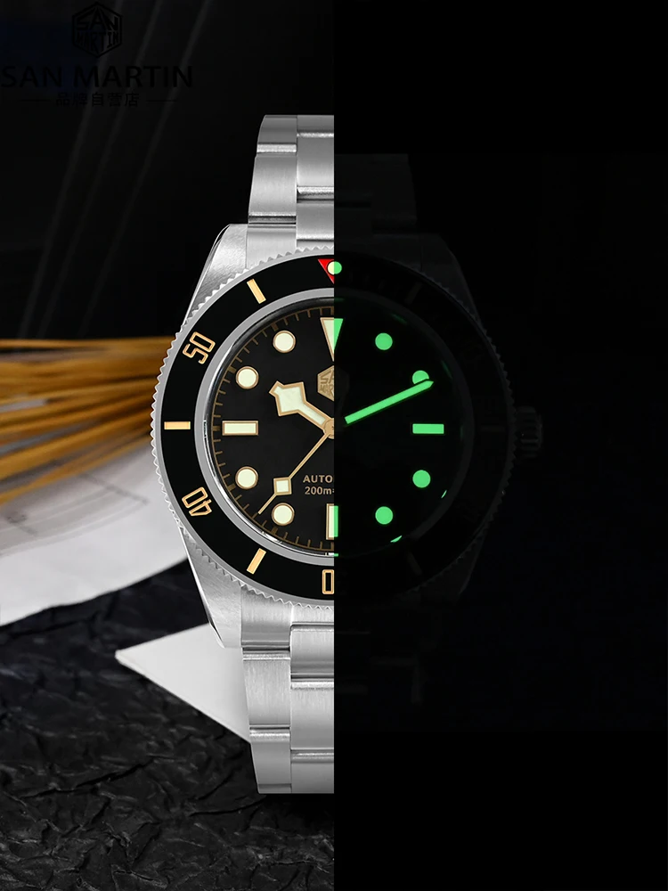 San Martin 40mm NH35 Automatic Men Diving Watch 20ATM Waterproof BB58 Sapphire Wristwatch BGW-X1 C3 Luminous Clock Reloj SN0008C 2