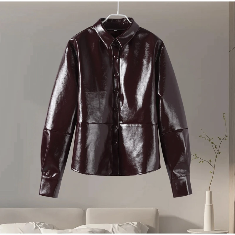 Sexy PU Leather Jacket Mini Skirts Set