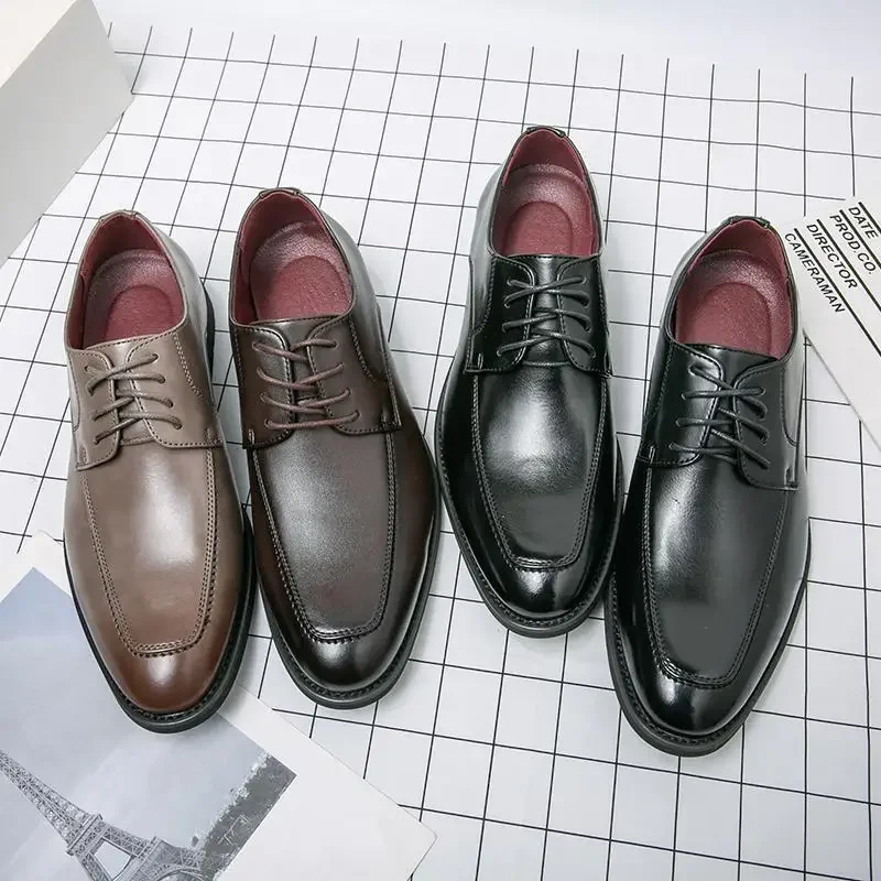 

Classic Men's Shoes Casual Leather Shoes British Style Workwear Labor Protection Work Wide Feet Luxury Office Social Shoes Derby