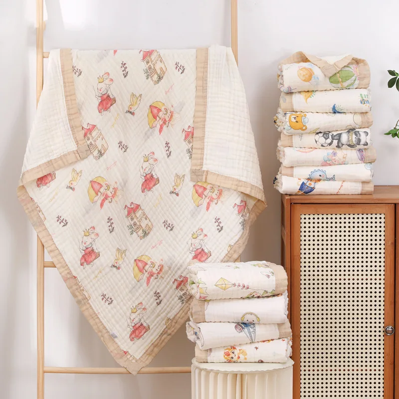 High Density Baby Gauze Bath Towel 6 Layers of Newborn Soft Seersucker Children's Nap Blanket for Kindergarten Children