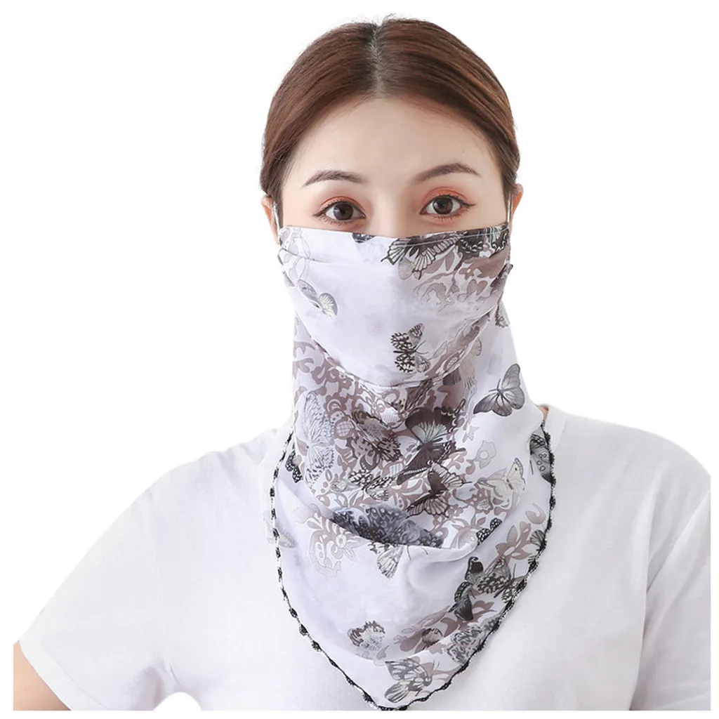 Women Sun Protection Scarf Neck Scarf Summer Balaclava Face Mask Hanging-ear Breathable Sports Face Shield