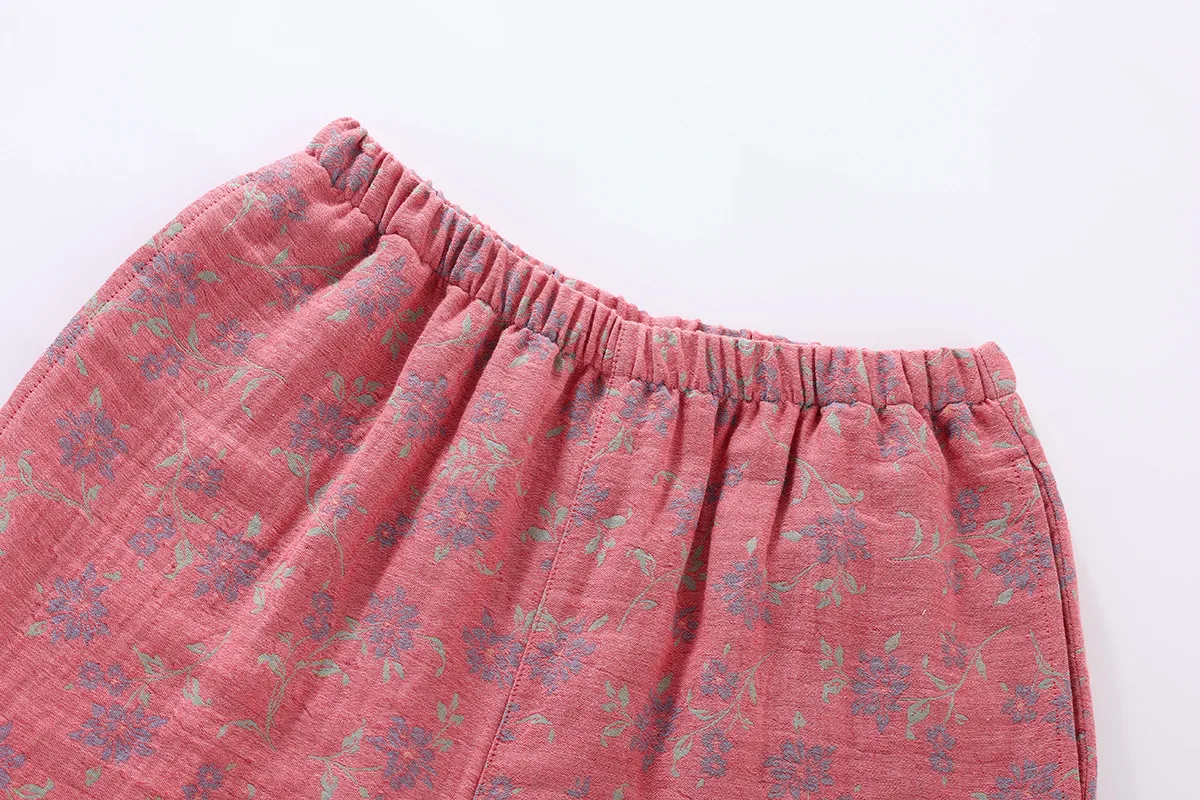 Chinese-style Color-woven Jacquard Pajamas Cotton Double-layer Gauze Pijamas Women Long-sleeved National Style Loungewear Set_ecoleips.com