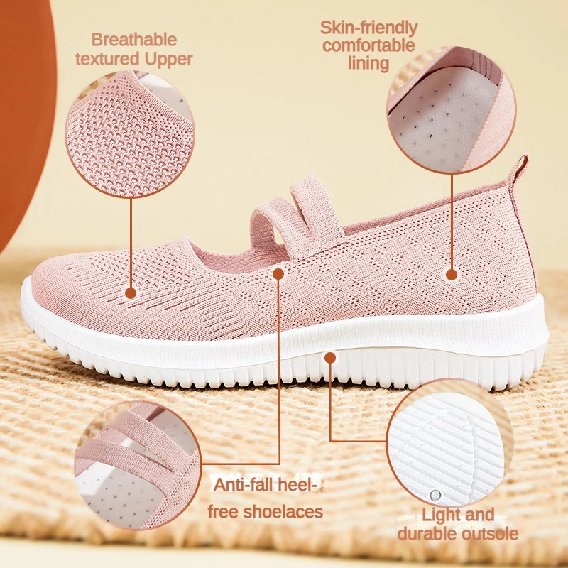 2023 Summer New Knitted Flat Bottom Women's Single Shoe Fashionable Lightweight Single Shoes for Women Breathable Women Shoes