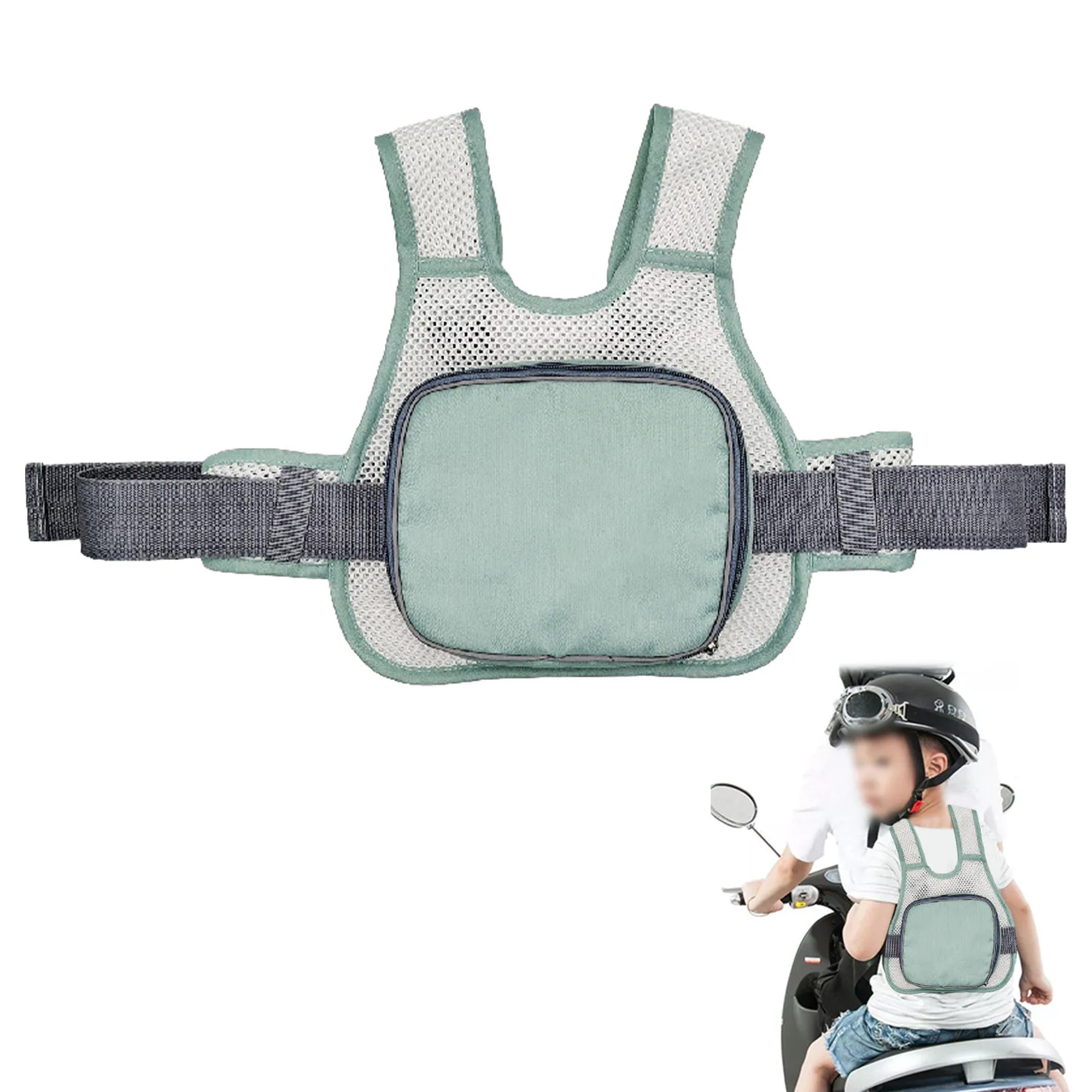Kids Motorcycle Harness Adjustable Breathable Shoulder Straps Anti-Drowsiness Anti-Drop Child Motorcycle Harness with Reflective Design,Dark Blue 