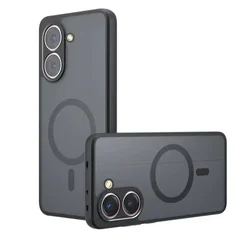 MagSafe Magnetic Acrylic Matte Back Case - Shockproof Transparent Phone Cover Bumper for Redmi A5 (Black)