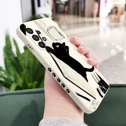 Naughty Cat Phone Case - Whimsical Feline Design - Samsung A14 4G(5G) (White 1)