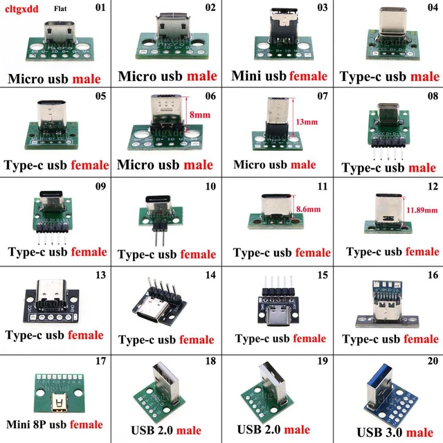 YUXI 1PCS USB 3.1 Type C Vertical Patch Board 16pin 4 /2Welding Wire Data  Band PCB USB Board Male Head 16P Usb C Connector - AliExpress