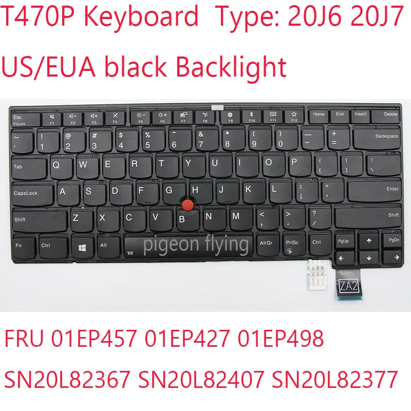 

T470P Keyboard 01EP457 01EP427 01EP498 SN20L82367 SN20L82407 SN20L82377 For T470P laptop 20J6 20J7 US Keyboard 100\%Test OK