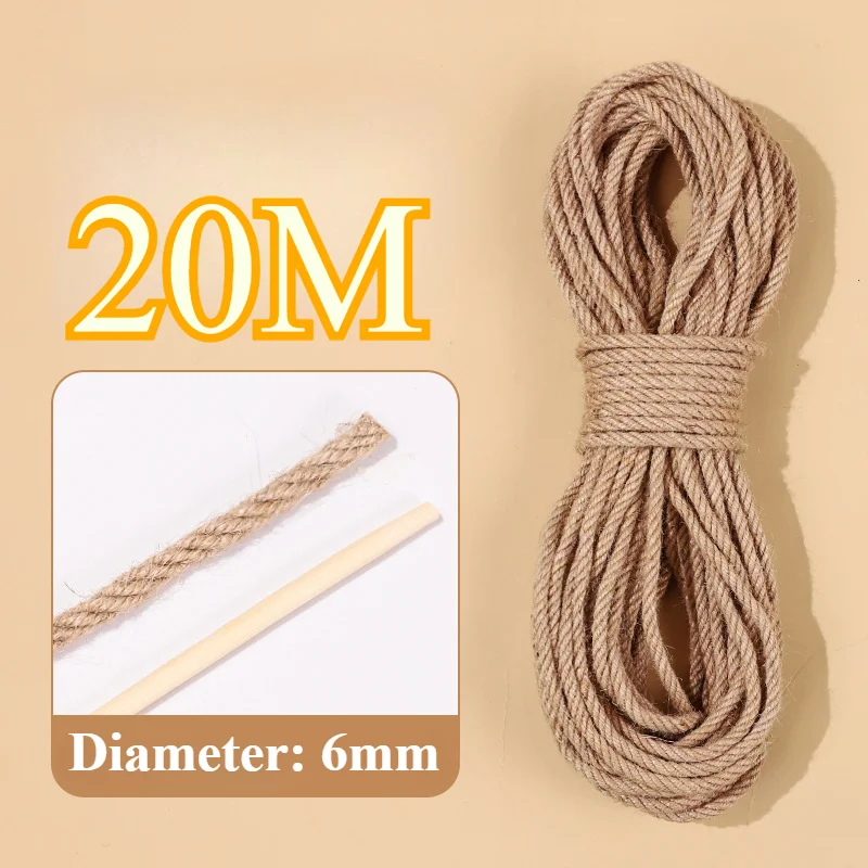 Cat DIY Sisal Rope Cat Climbing Grinding Frame Special Cotton Rope Resistant Grinding Scratching Toy Rope-4/6/8mm 20M/50M cat toy