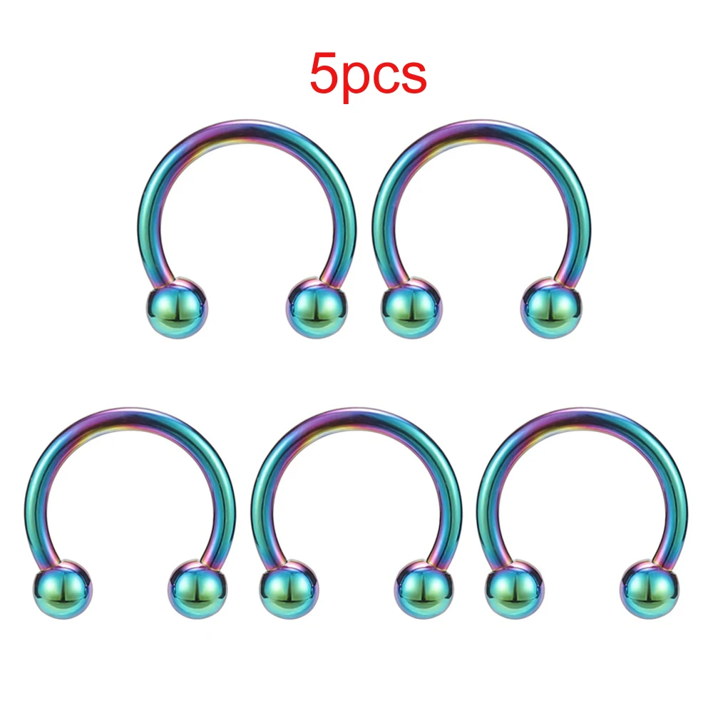 Piercing au nez,Rose gold10MMEnsemble de 5 Piercings de nez en acier