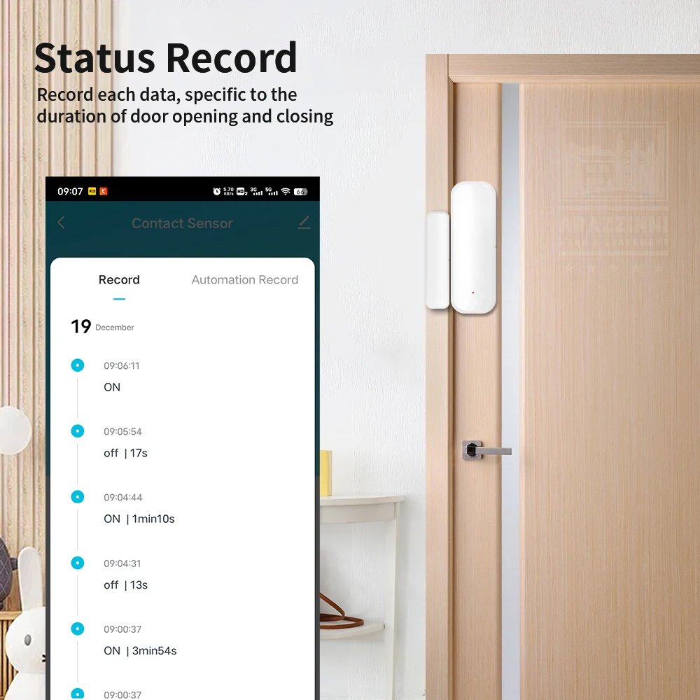 TNCE Tuya WiFi/Zigbee Smart Door Window Sensor Smart Home Security Alarm System Tuya App Remote Control door window sensor