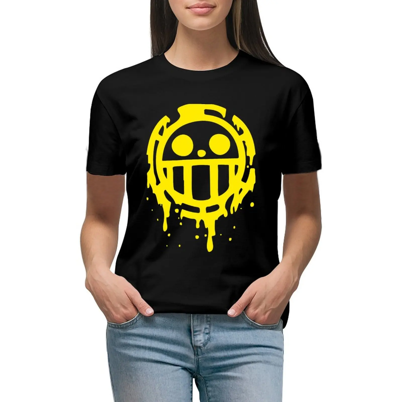 

Trafalgar Law Heart Pirates Logo T-shirt kawaii clothes lady clothes tops korean Women's clothes
