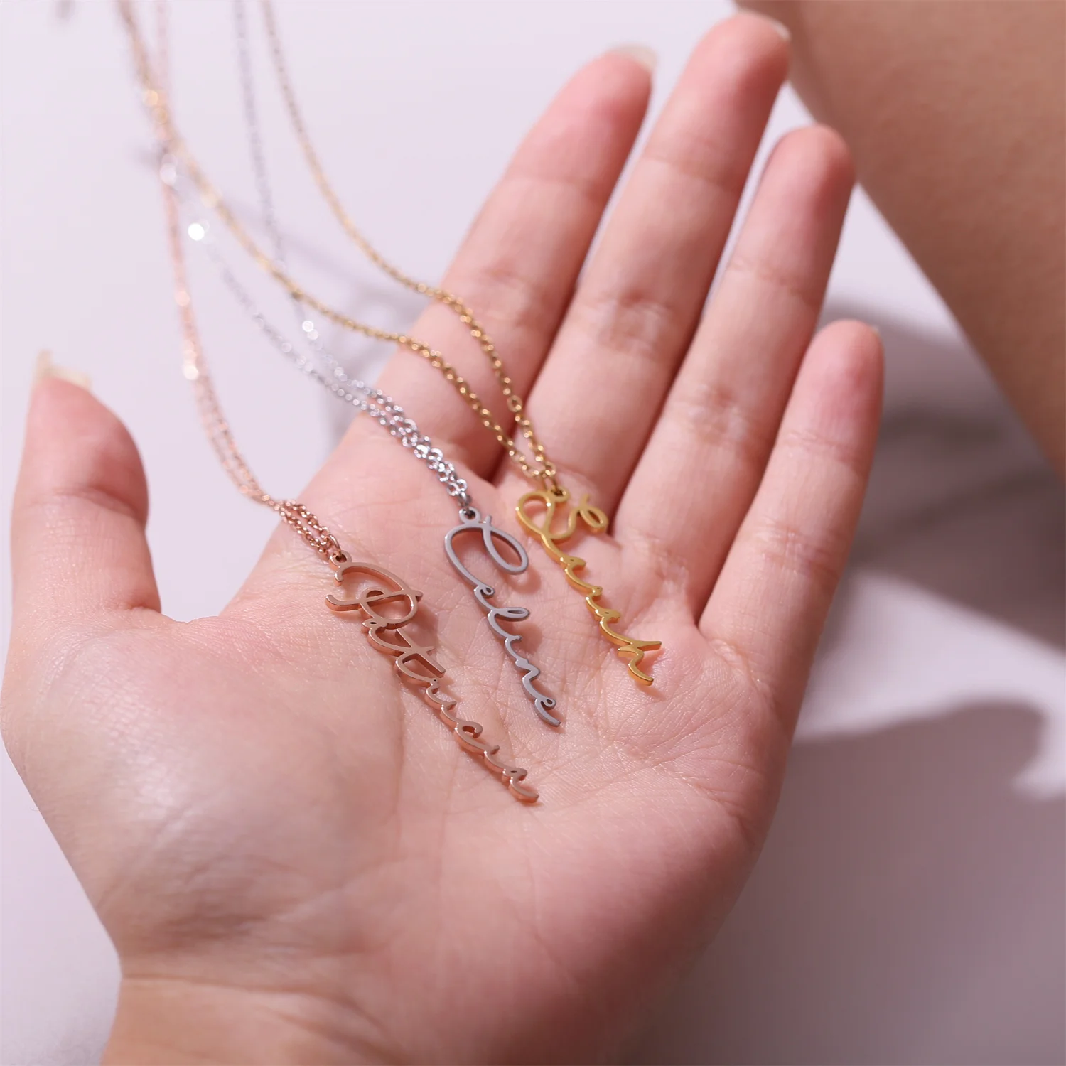 Personalized Vertical Name Necklace For Women Gift Customized