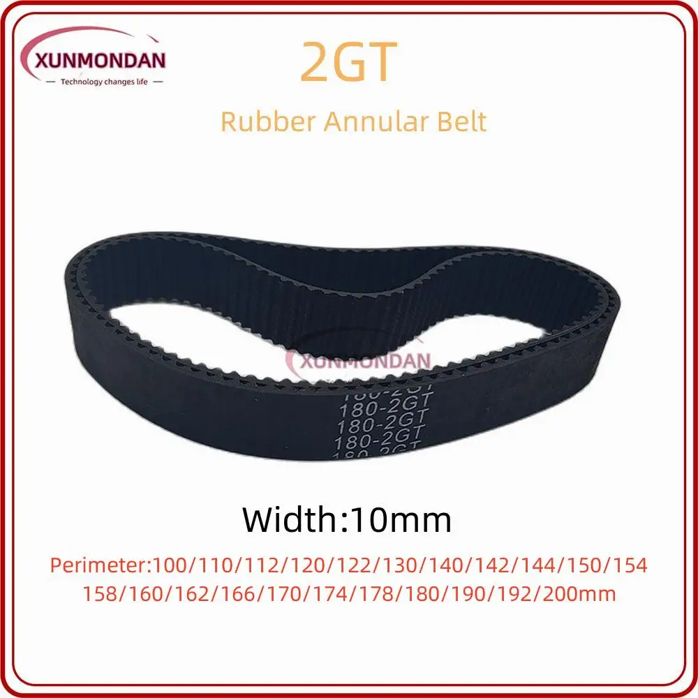 Xunmondan 2GT Timing Belt 100/110/112/120/122/130/140/142/144/150/154/158/160/162/166/170/174/178/180/190/192/200mm Width 10mm