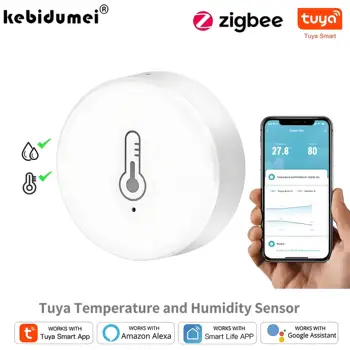 Tuya ZigBee Mini Temperature And Humidity Sensor Indoor Humiture Detector Voice App Control Works With Alexa Google Home 1