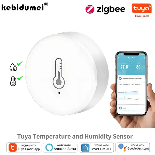 Tuya ZigBee Mini Temperature And Humidity Sensor Indoor Humiture Detector Voice App Control Works With Alexa Google Home 1