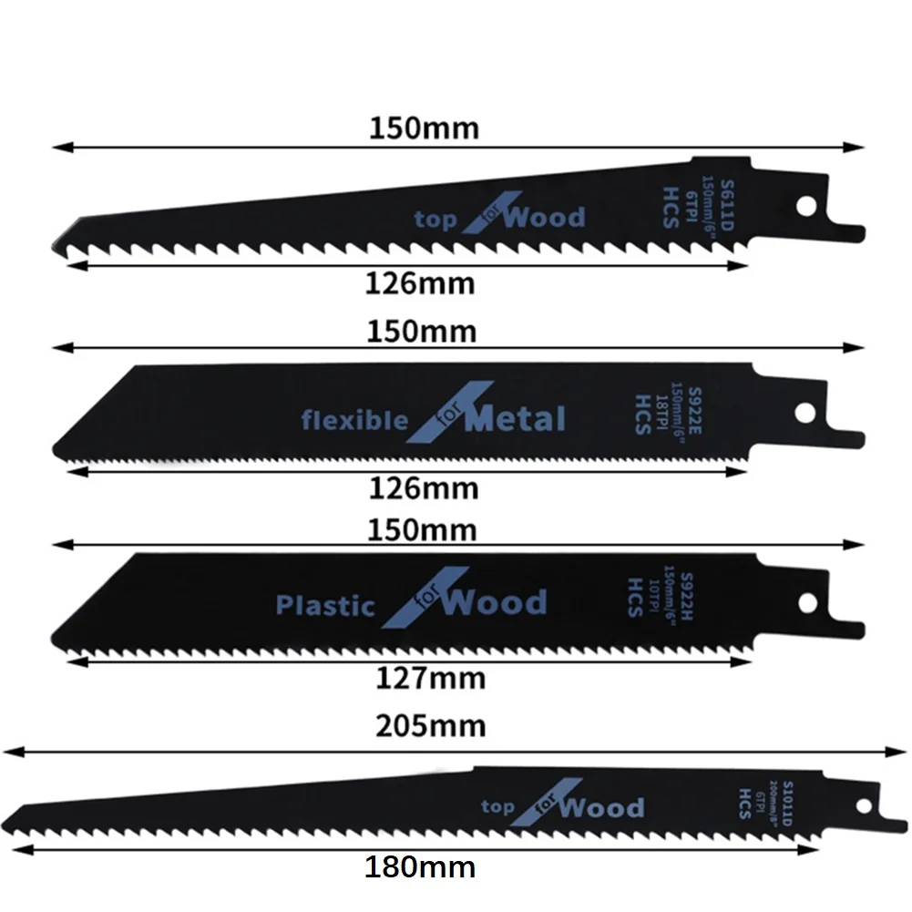 Reciprocating saw blades 1/4pcs high carbon steel wood pruning for outdoor trimming metal plastic pipe cutting