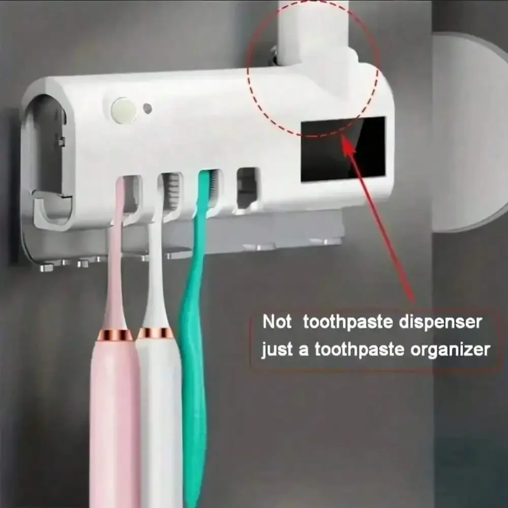 Wall Mounted Intelligent ToothBrush Sterilizer UV Free Solar Powered Cleaner Automatic Tooth paste Dispenser