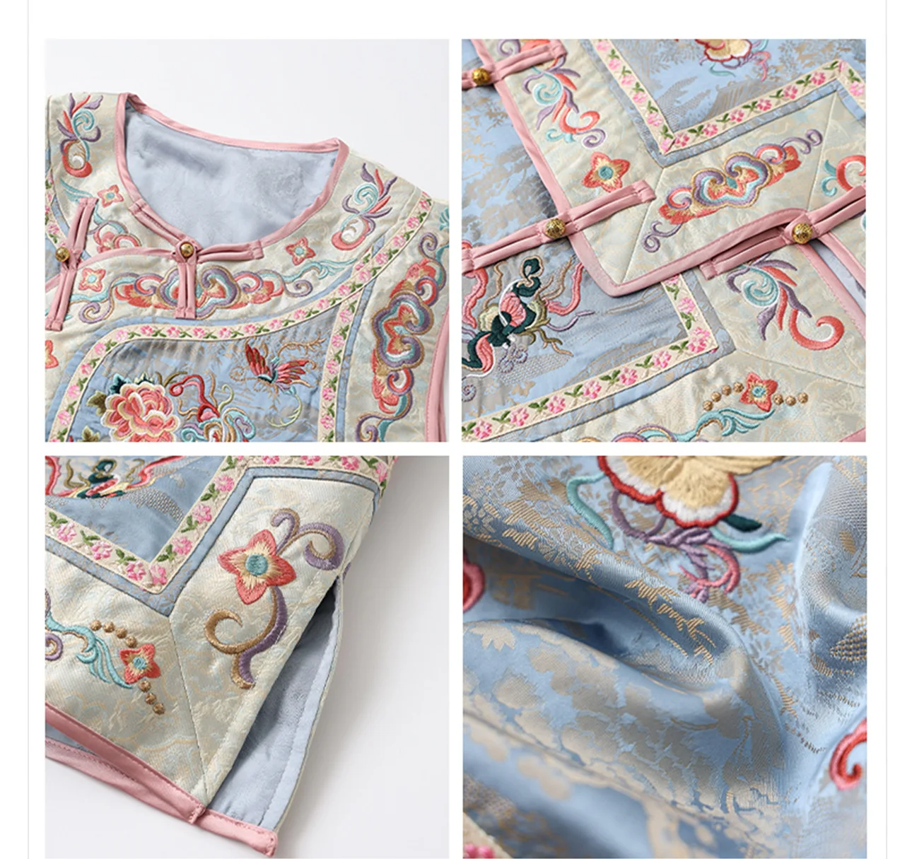 Luxury Embroider Flower Cheongsam Tops Women Sleeveless Vest New Chinese Style Hanfu Qipao Tang Clothes Tradition Button Outwear