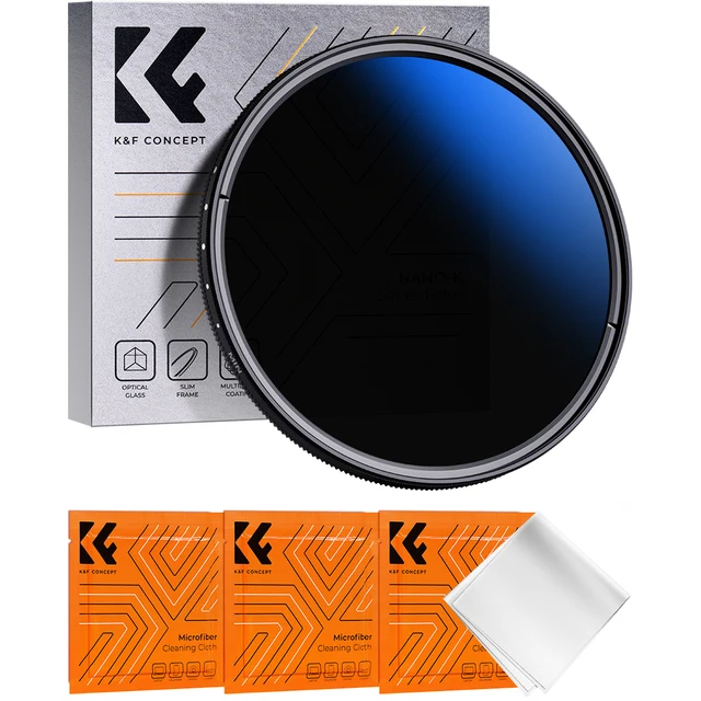 K&F CONCEPT Variable ND Lenses Filter Slim Fader Adjustable ND2 to ND400 Neutral Density 37mm 49mm 52mm 58mm 62mm 67mm 77mm 82mm