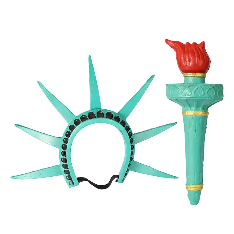 Statue Of Liberty Goddess Headband And Torch Lady Liberty Cosplay Crown Festival Hair Accessories Novelty Headband For Masquerad