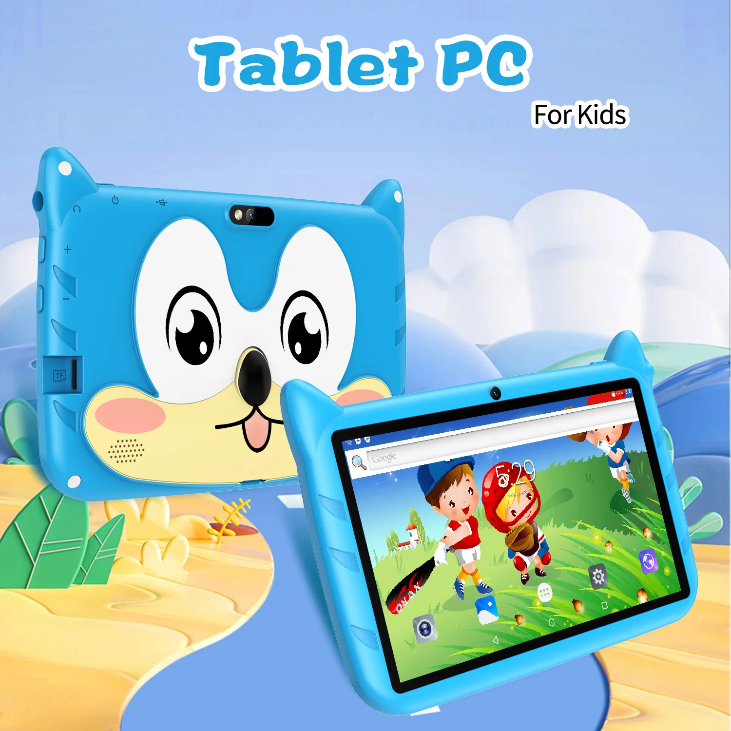 New 7 Inch Cartoon Pattern Tablets 5G Wifi Dual Cameras Quad Core 4GB+ 64GB ROM Kids Software Learning Education Games Tablet Pc 3